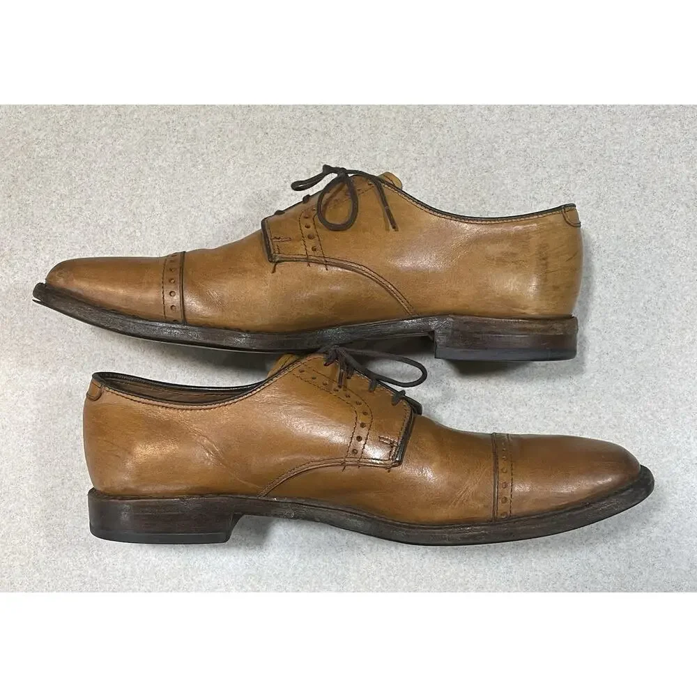 ALLEN EDMONDS Clifton Cap Toe Walnut Brown Tan Oxford Shoes Sz 10.5 D -USA Made